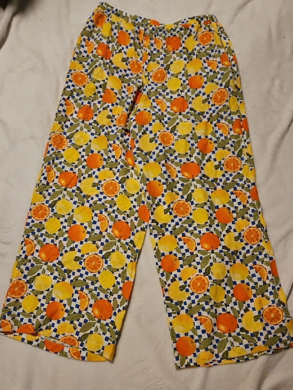 Rose & Olive Orange Yellow Citrus Print Boot Cut Pants - Picture 4 of 5